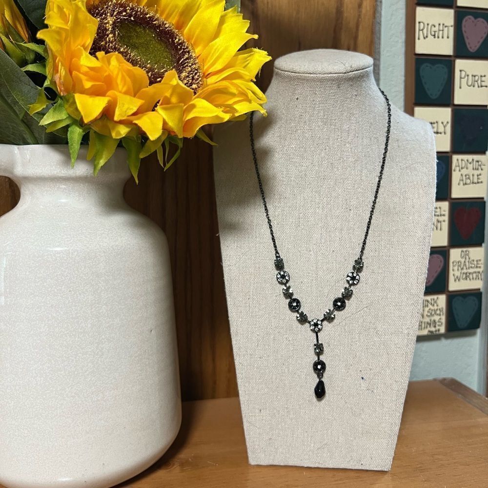 Premier Designs Black Beaded Necklace with Pendant #PDNK